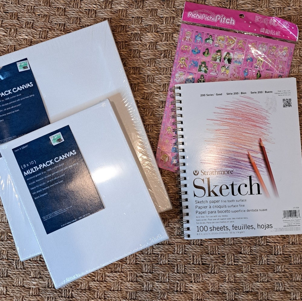 ART BUNDLE - PAINT CANVAS,SKETCH BOOK, COLOR PAGE, STICKERS